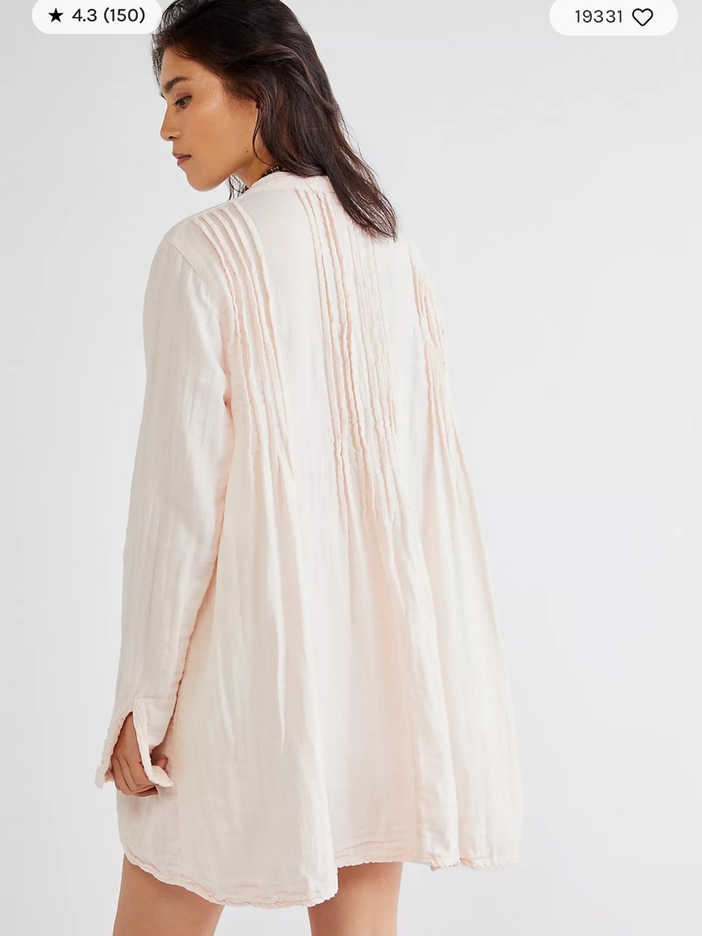 Free People CP Shades Yoko Long Sleeved Oversized Tunic Cream XSmall